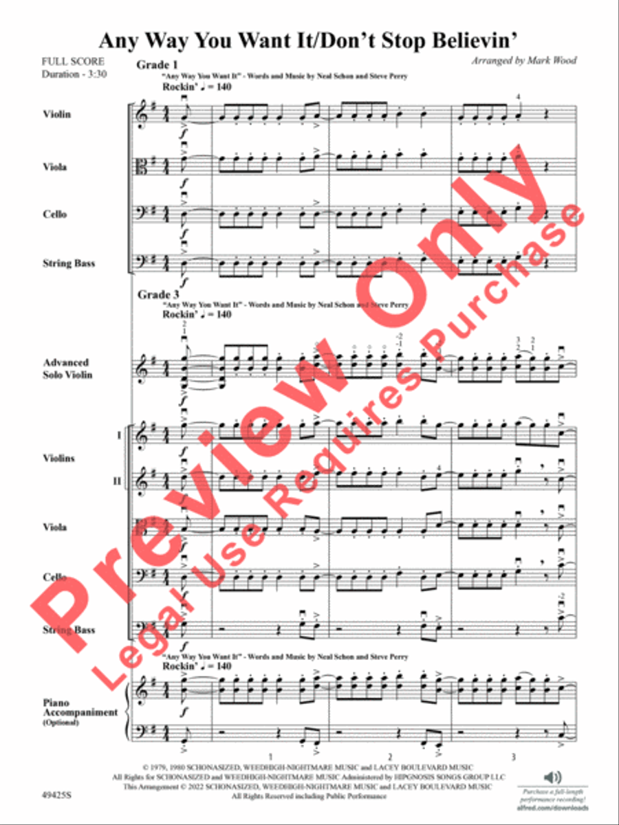 Any Way You Want It / Don't Stop Believin' String Orchestra scores gallery preview page 4