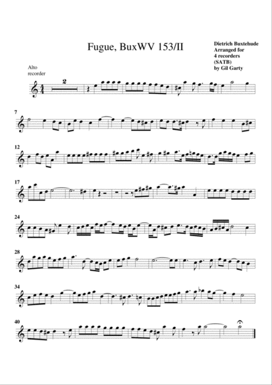 Fugue, BuxWV 153/II, A minor (arrangement for 4 recorders) Recorder scores gallery preview page 4