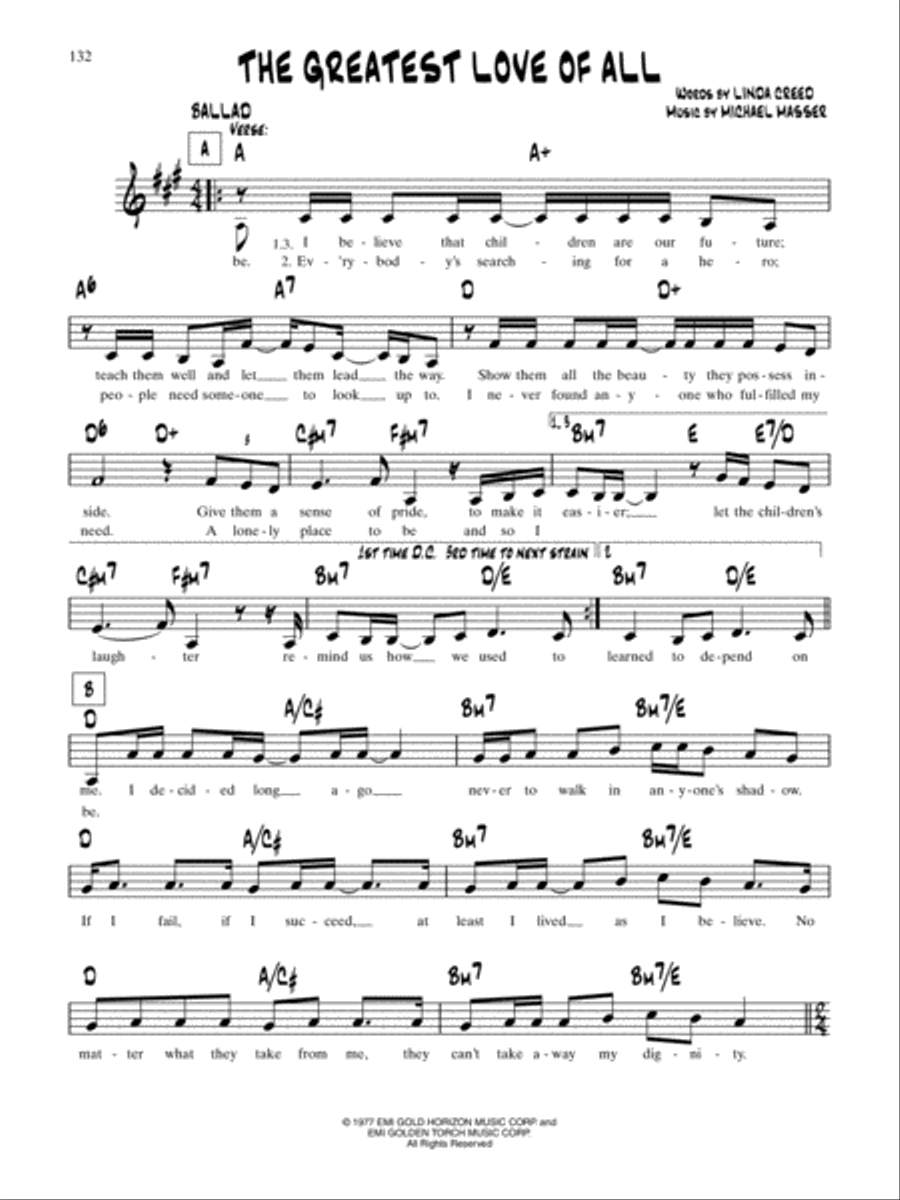 The Greatest Love Of All The Greatest Love Of All School and Community scores gallery preview page 1