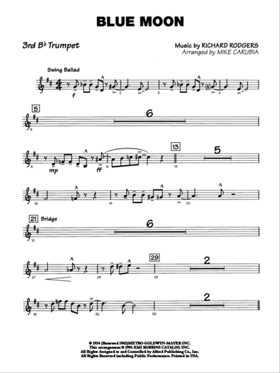Blue Moon: 3rd B-flat Trumpet Jazz Ensemble scores gallery preview page 1