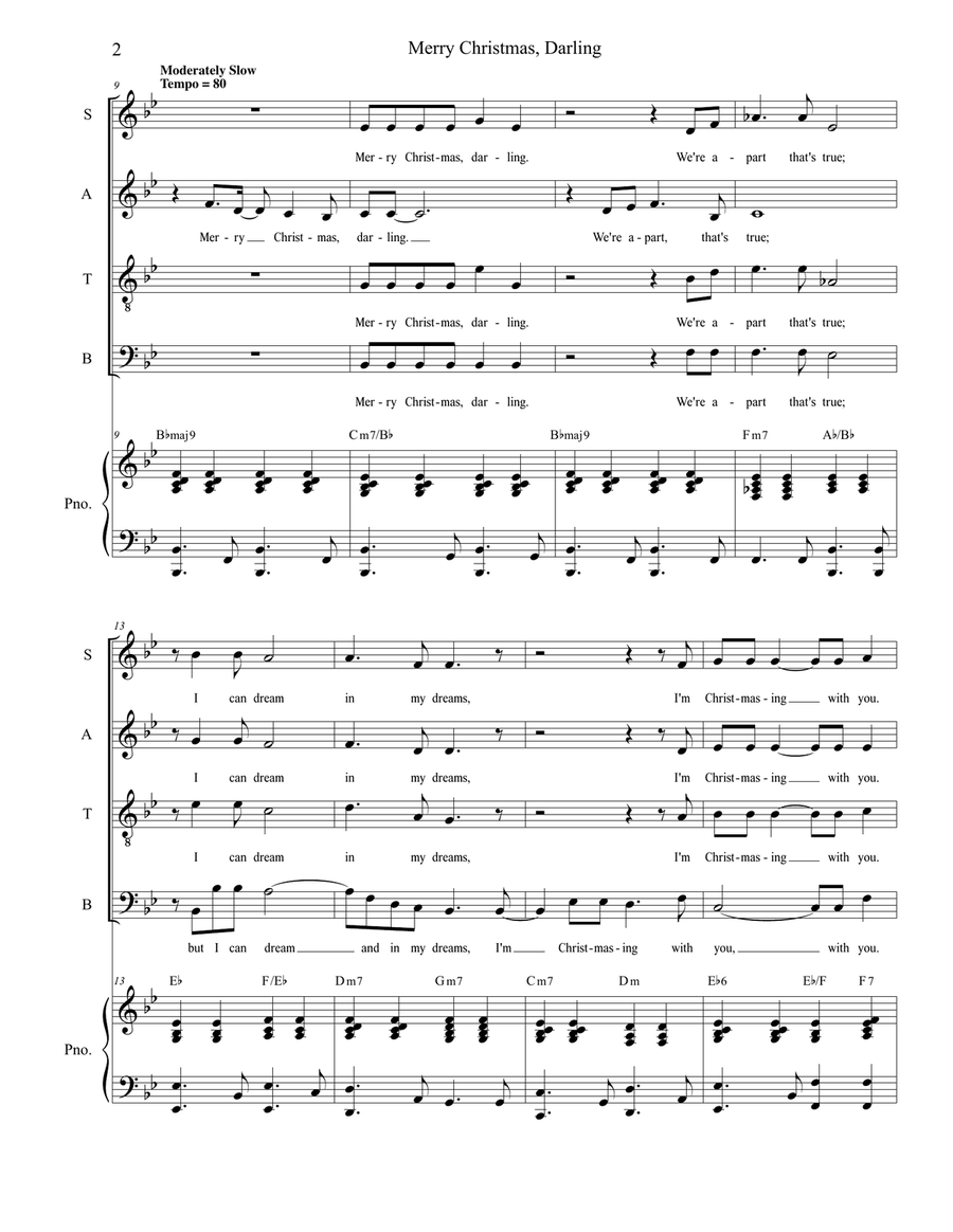 Merry Christmas, Darling Merry Christmas, Darling 4-Part scores gallery preview page 2
