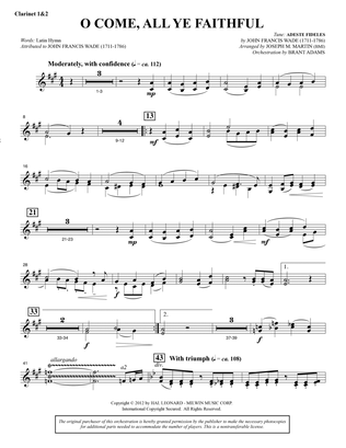O Come, All Ye Faithful (from Carols For Choir And Congregation) - Bb Clarinet 1,2