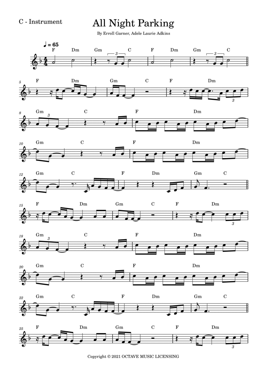All Night Parking (with Erroll Garner) Interlude Violin Solo scores gallery preview page 1