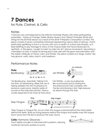 7 Dances for Flute, Clarinet, and Cello (Full Score Only)