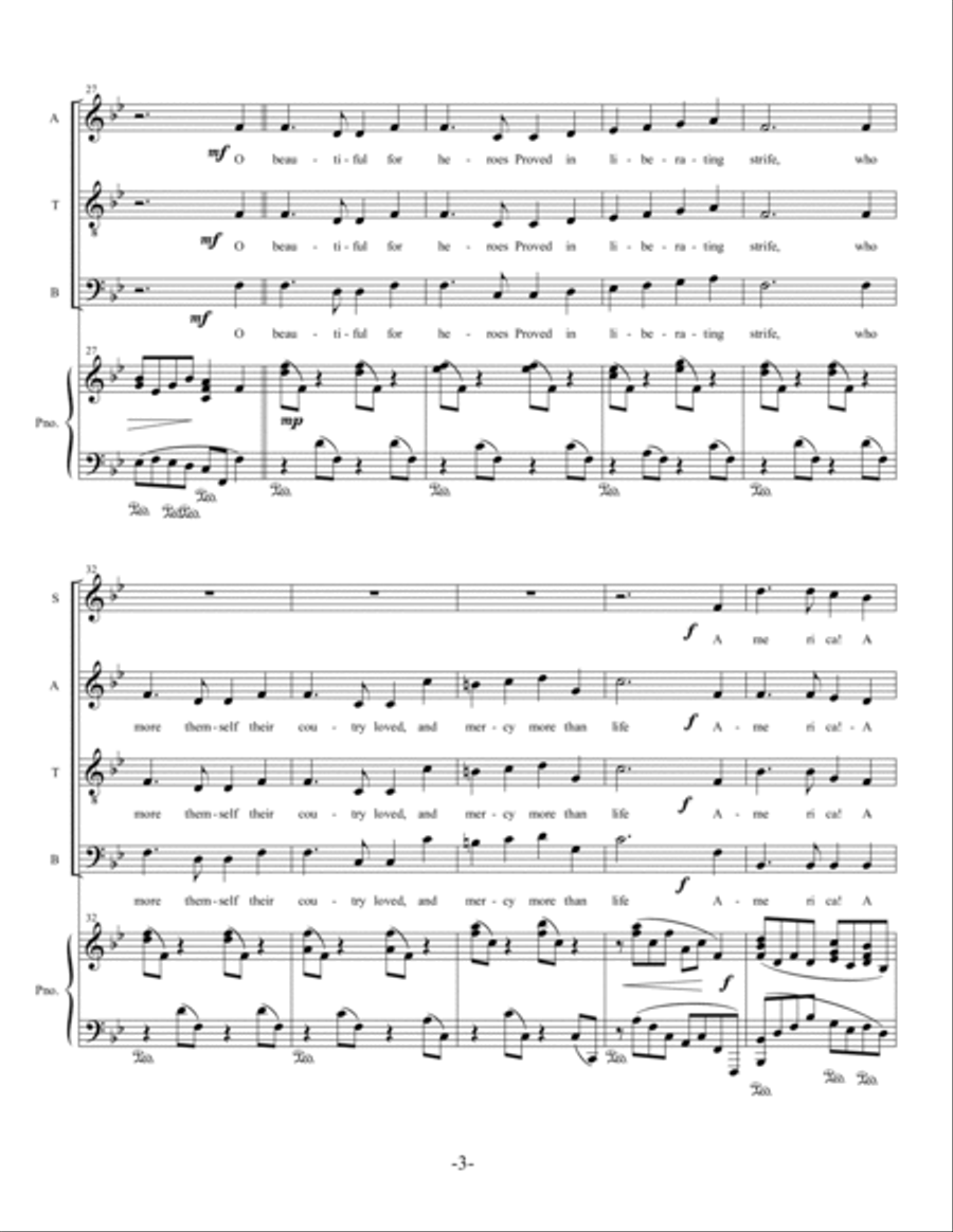 America the Beautiful SATB + congregation in verse 3 4-Part scores gallery preview page 3