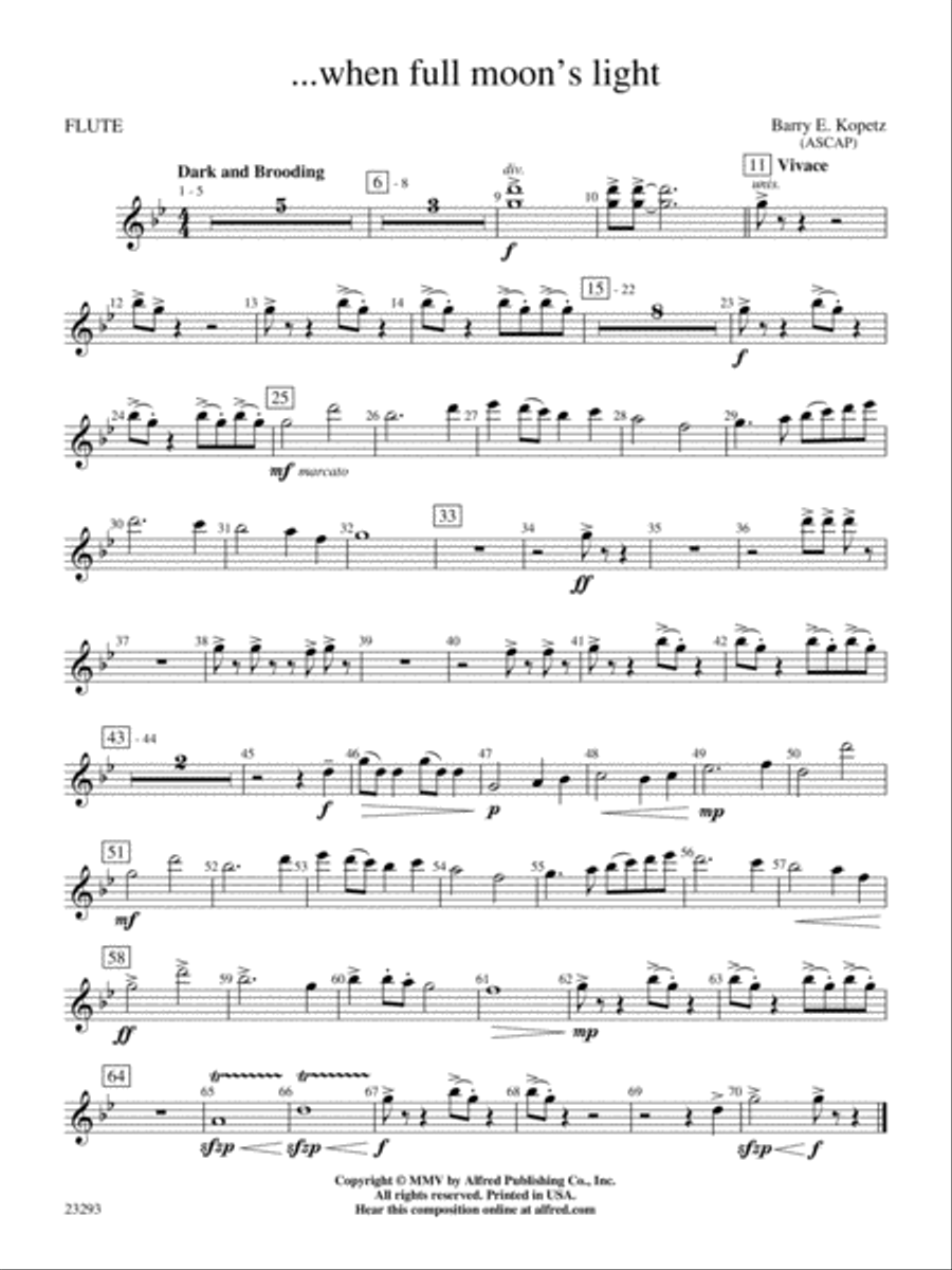 ... when full moon's light: Flute Concert Band scores gallery preview page 1