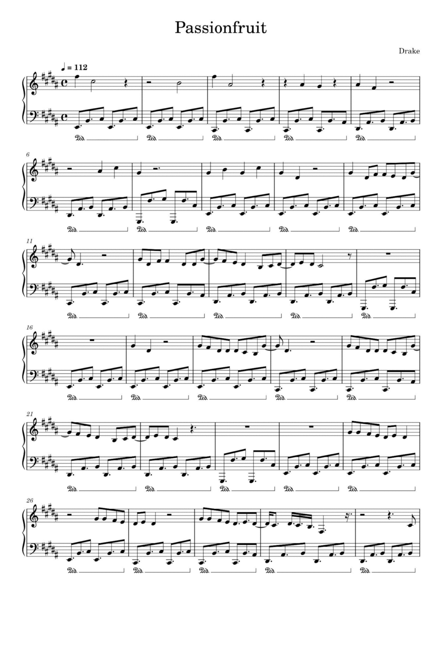 Passionfruit Piano Solo scores gallery preview page 1