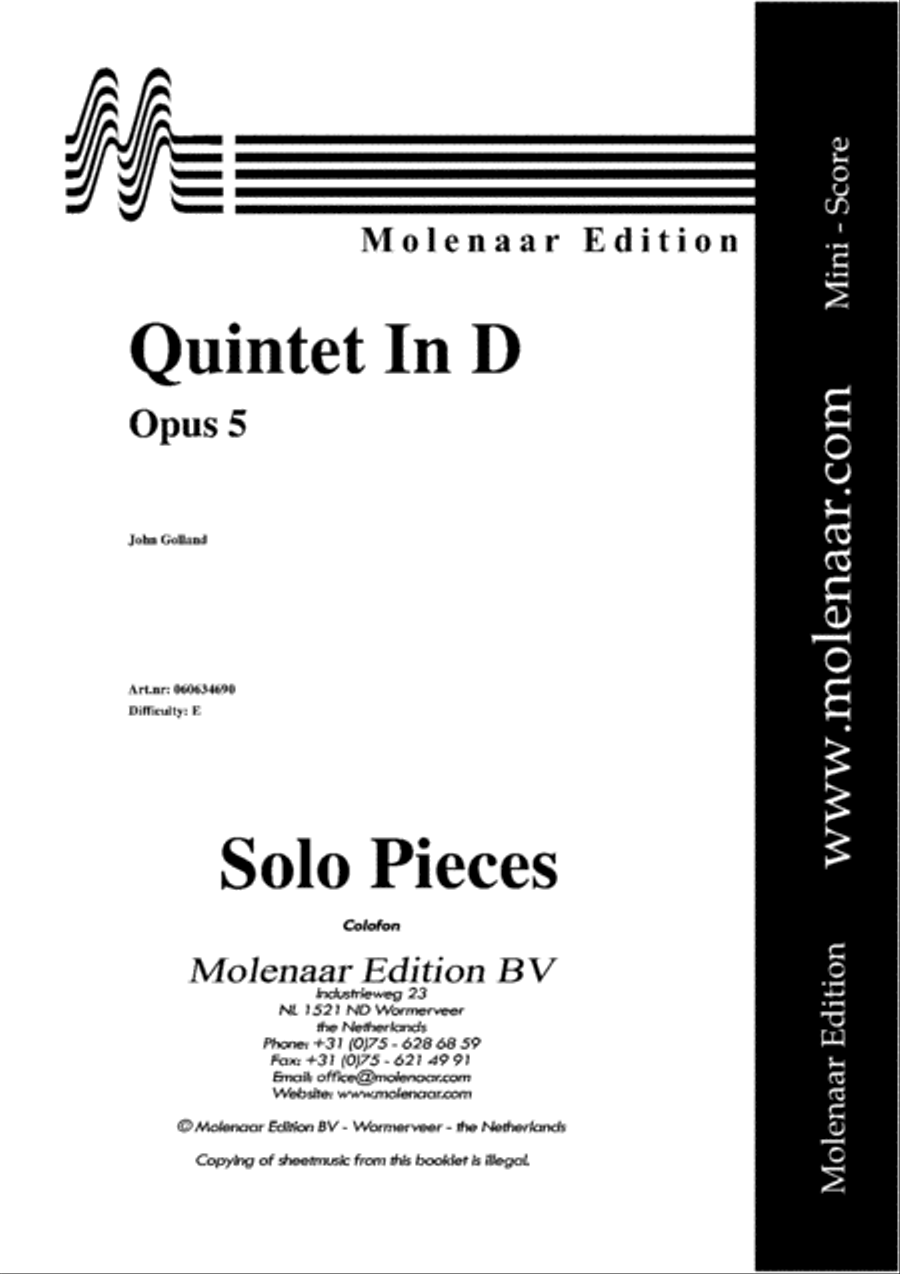 Quintet in D Quintet in D Woodwind Quintet scores gallery preview page 2