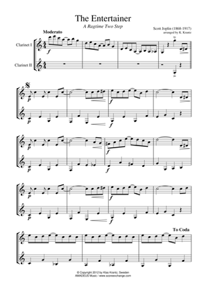 Book cover for The Entertainer, Ragtime (easy, abridged) for clarinet duet