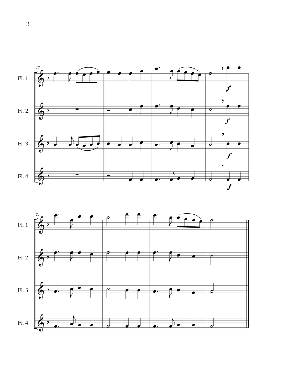 Once in Royal David’s City - Flute Quartet Flute Quartet scores gallery preview page 5