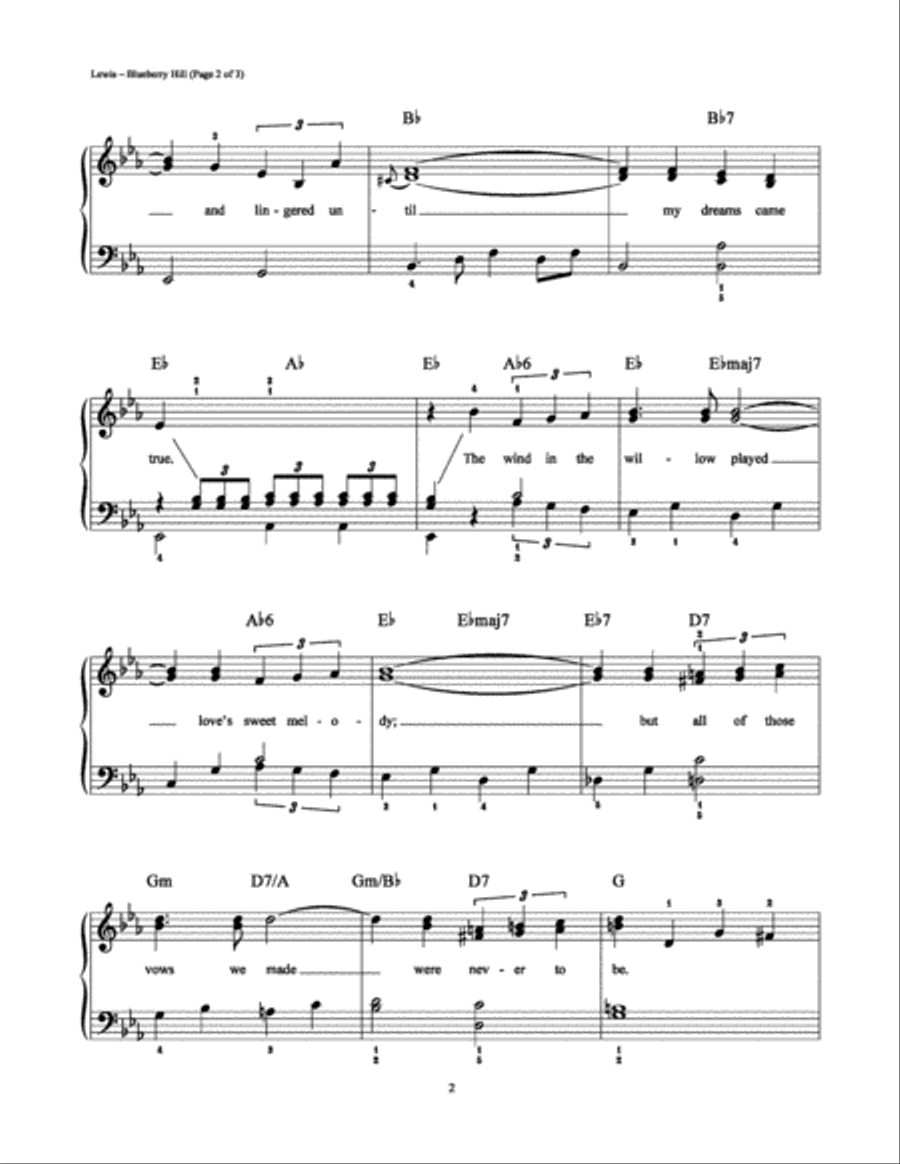 Blueberry Hill Blueberry Hill Easy Piano scores gallery preview page 2