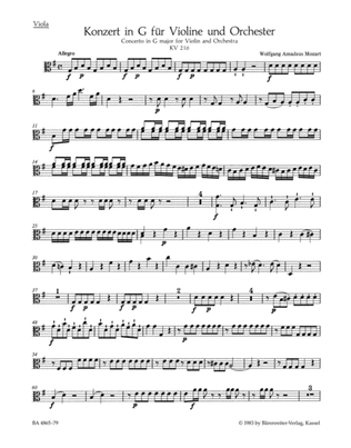 Concerto for Violin and Orchestra, No. 3 G major, KV 216