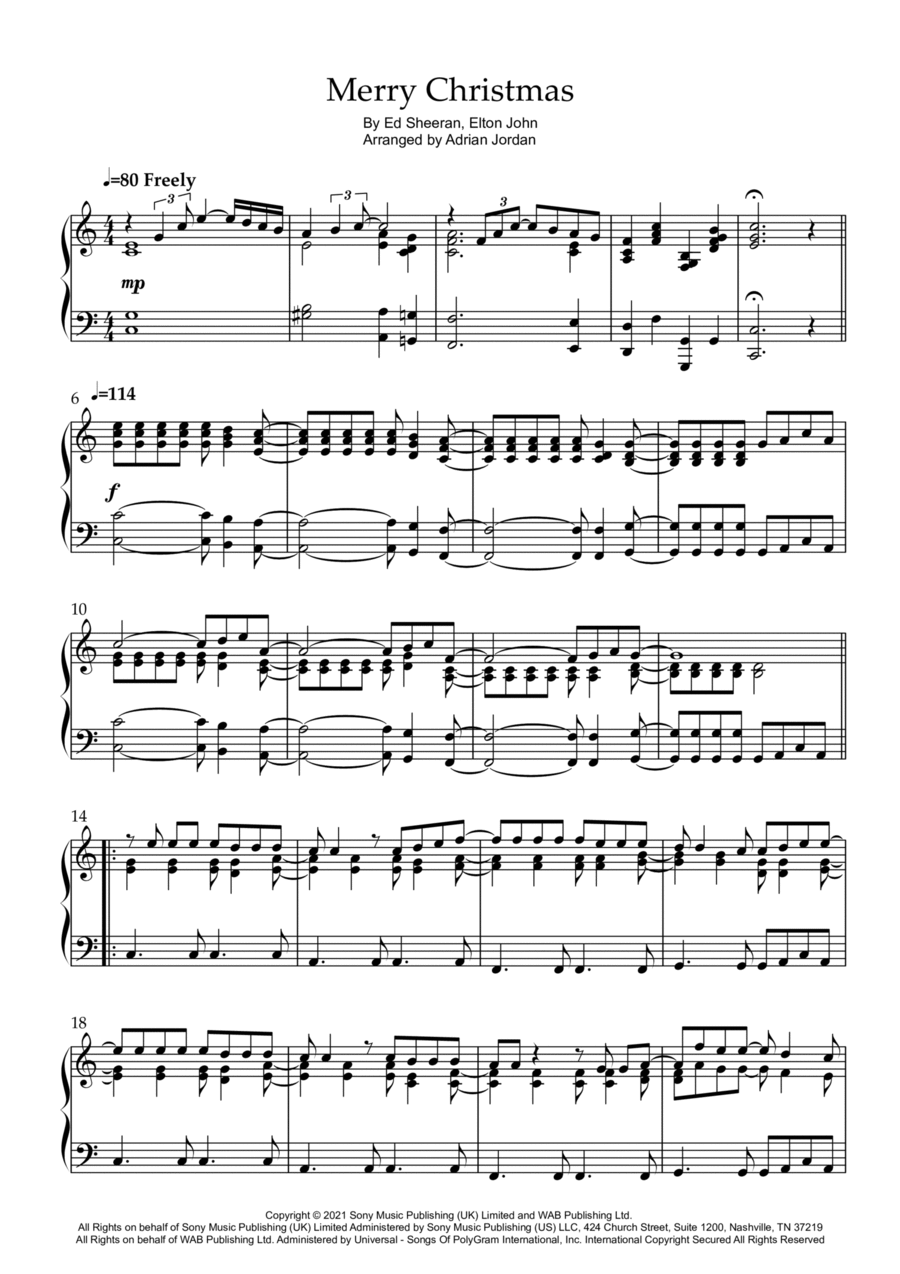 Merry Christmas Piano Solo scores gallery preview page 1