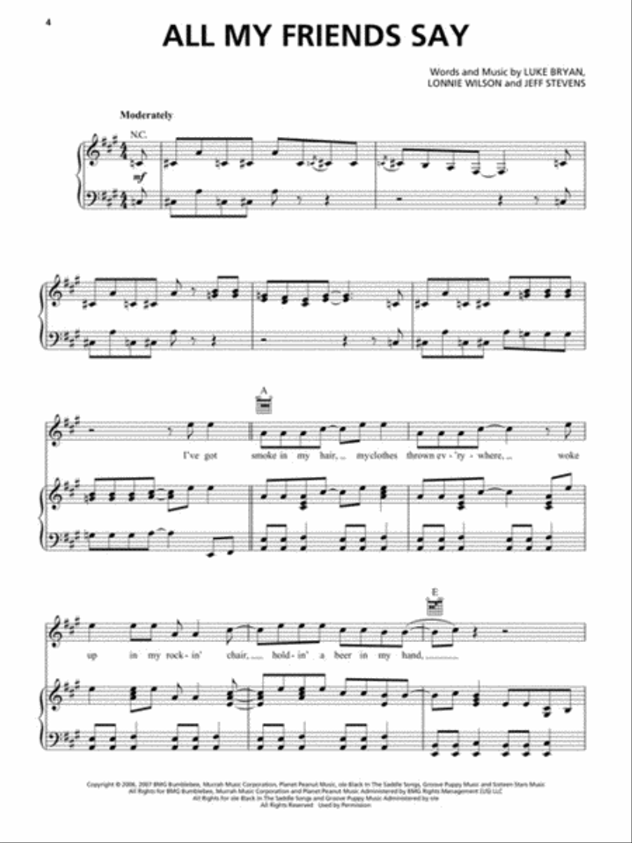 Best of Luke Bryan Piano, Vocal, Guitar scores gallery preview page 3