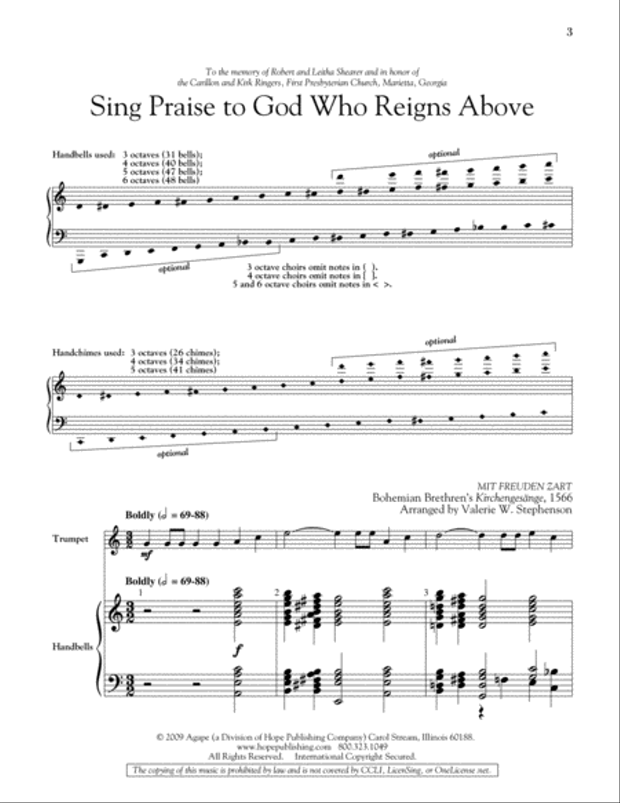 Sing Praise to God Who Reigns Above 5-Octaves scores gallery preview page 2