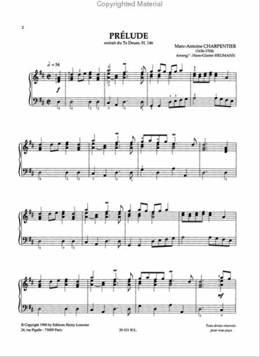 Prelude Du Te Deum H.146 Piano Solo scores gallery preview page 2