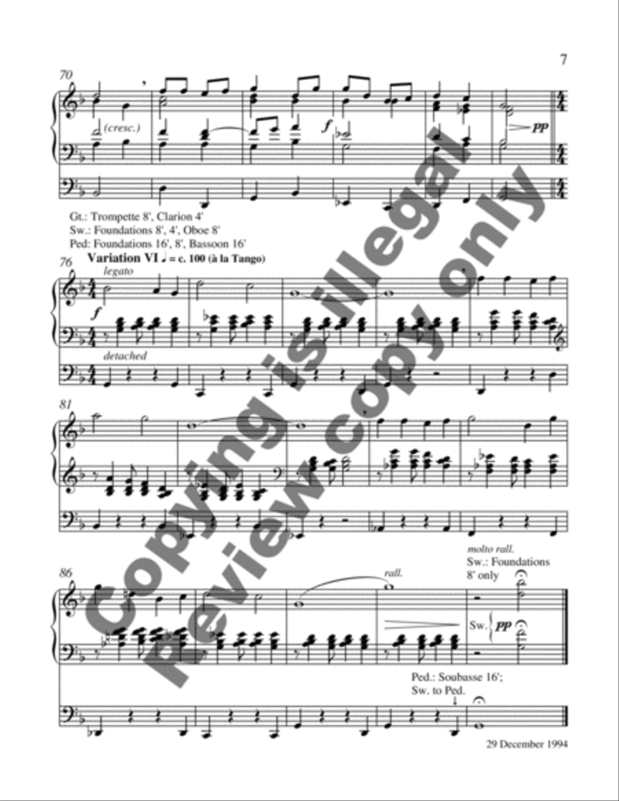 Variations on a Hungarian Folk Tune Organ scores gallery preview page 5