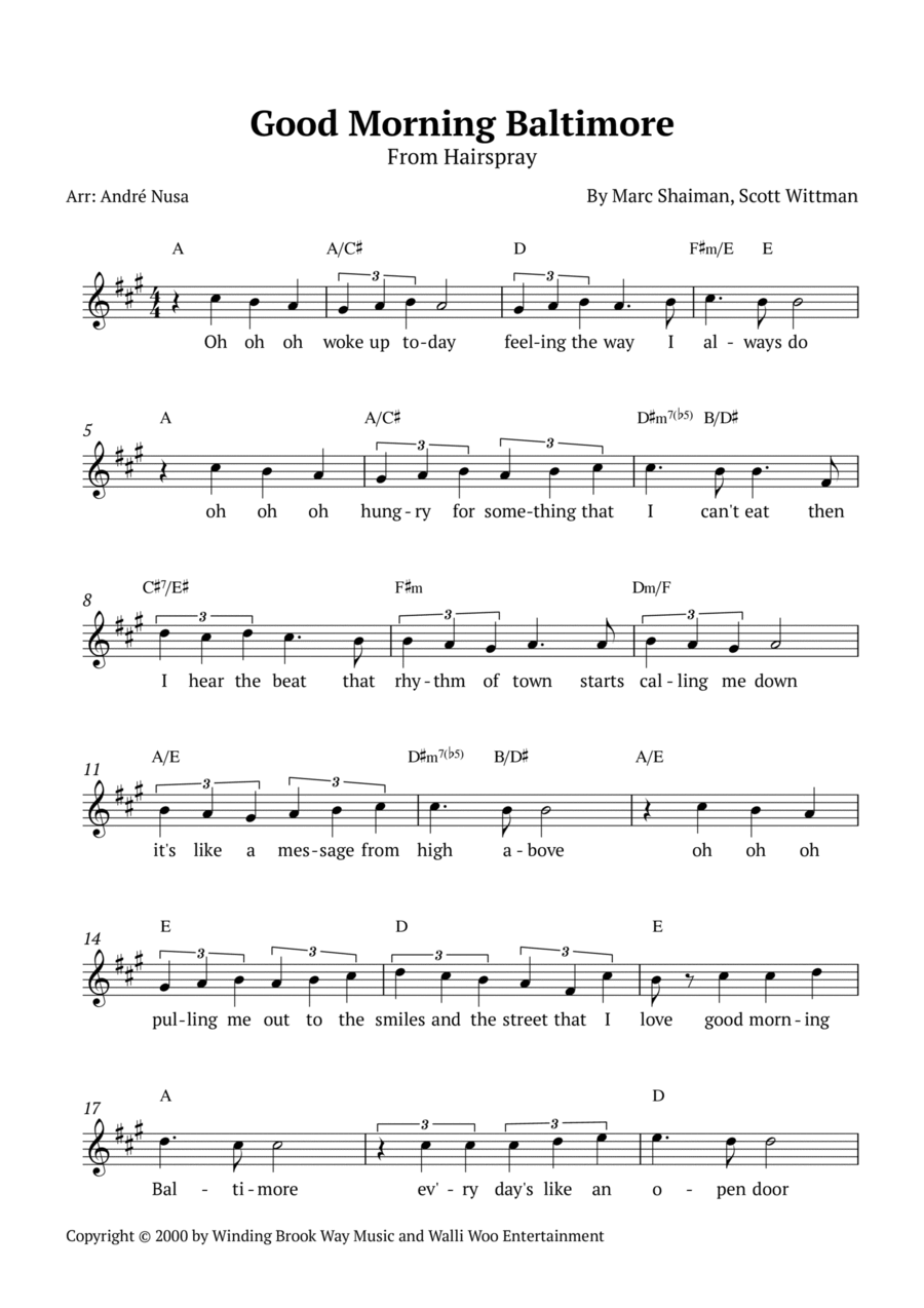 Good Morning Baltimore Piano scores gallery preview page 1