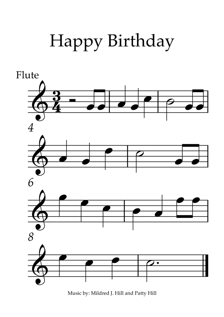 Happy Birthday - Flute Flute Solo scores gallery preview page 1