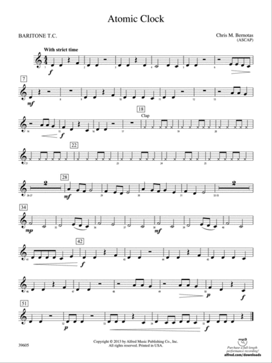 Atomic Clock: Baritone T.C. Concert Band scores gallery preview page 1