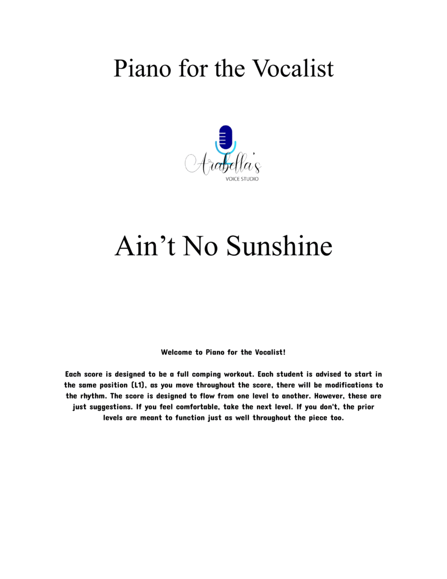 Ain't No Sunshine Voice scores gallery preview page 1
