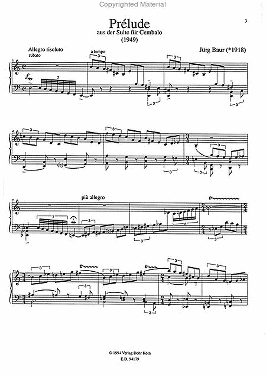 Prélude für Cembalo (1949/94) (aus der Suite für Cembalo)