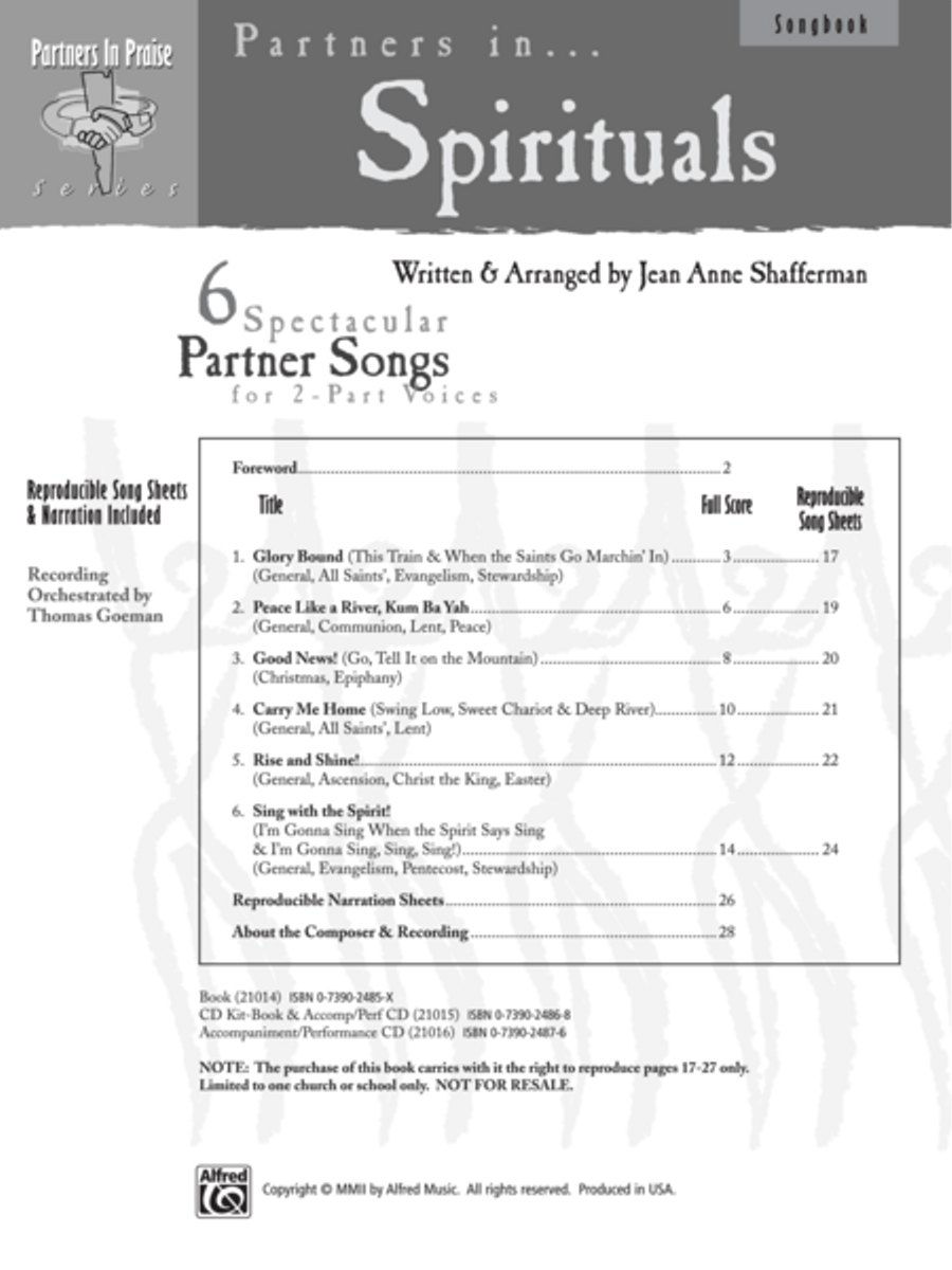 Partners in Spirituals Partners in Spirituals 2-Part scores gallery preview page 2