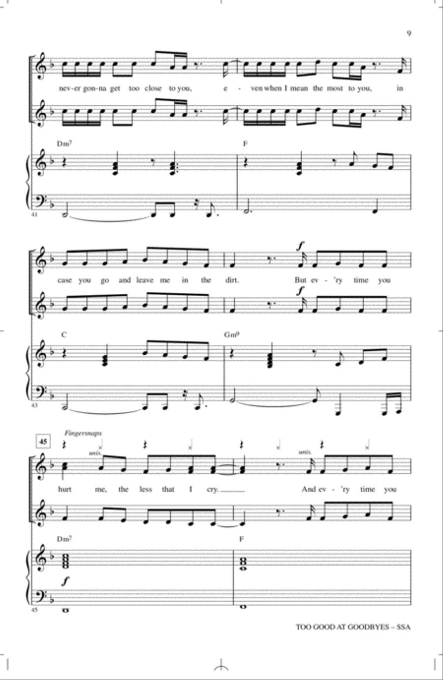 Too Good At Goodbyes SSA scores gallery preview page 8