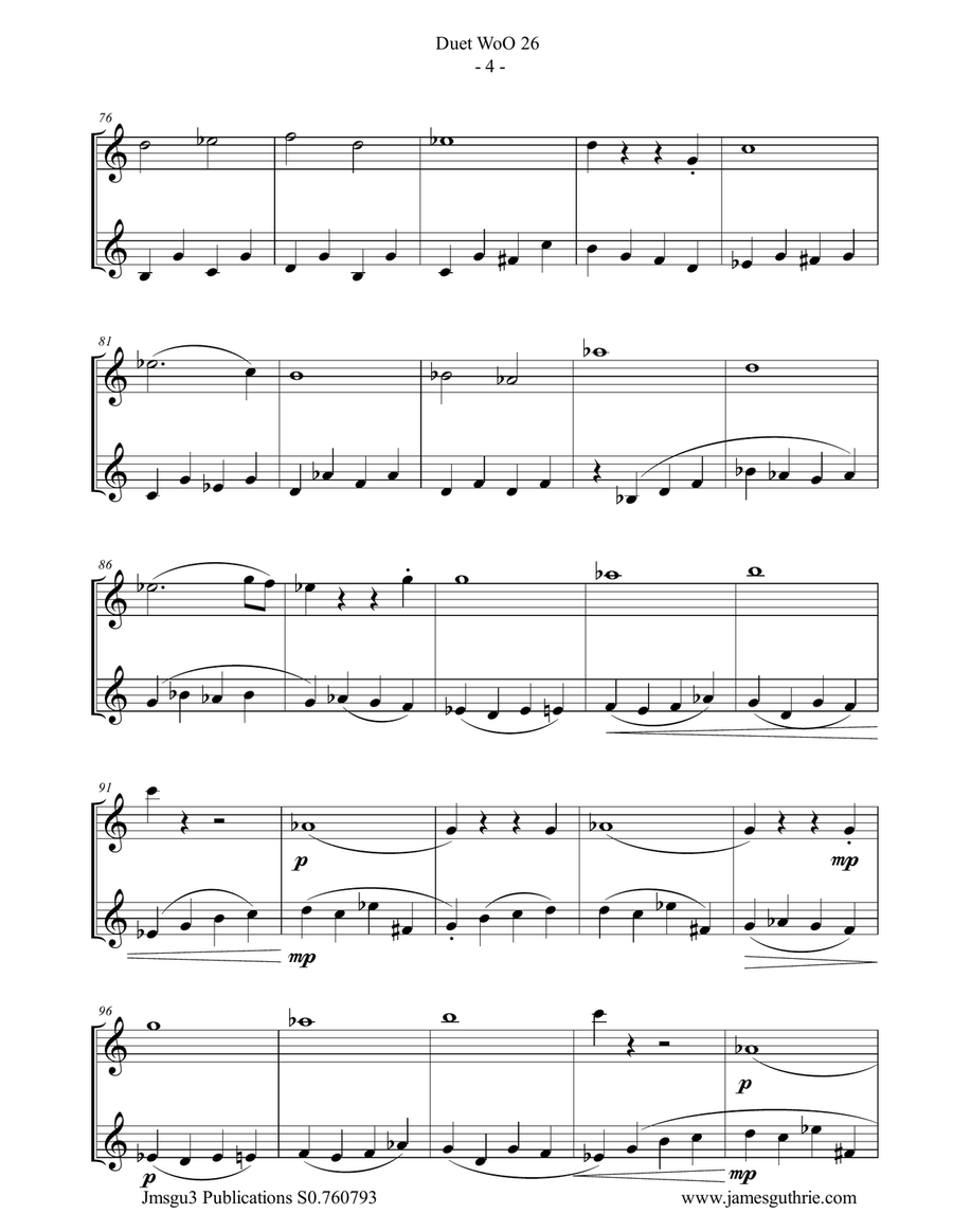 Beethoven: Duet WoO 26 for Clarinet Duo Clarinet Duet scores gallery preview page 4