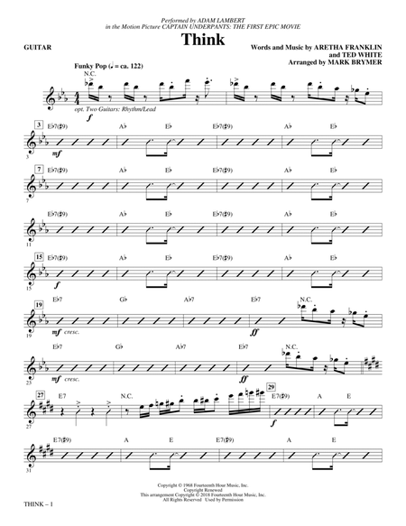 Think (from Captain Underpants: The First Epic Movie) (Arr. Mark Brymer) - Guitar