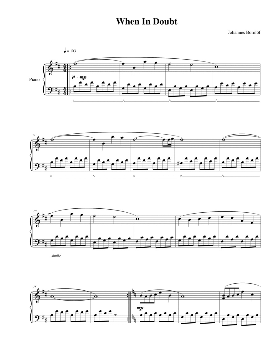 When In Doubt When In Doubt Piano Solo scores gallery preview page 1