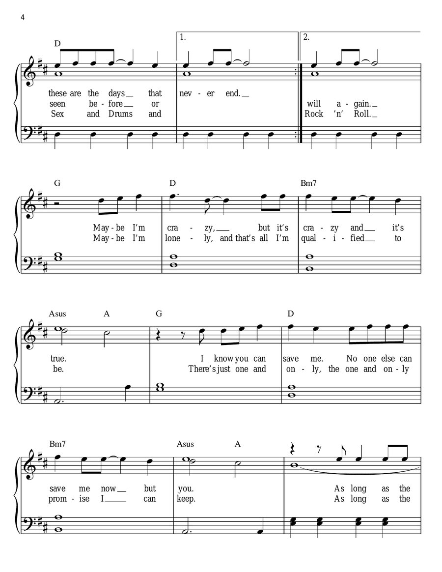 I'd Do Anything For Love (But I Won't Do That) Easy Piano scores gallery preview page 4