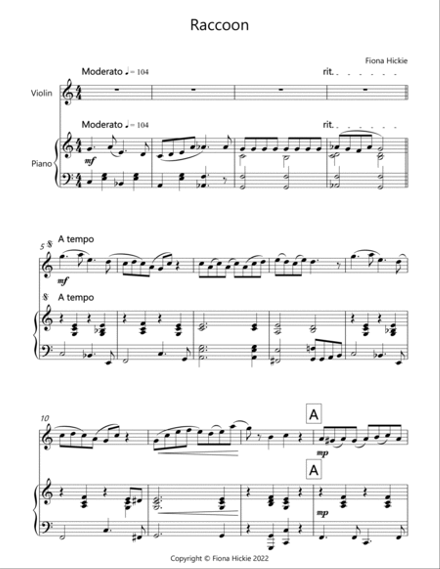 Raccoon Raccoon Violin Solo scores gallery preview page 2