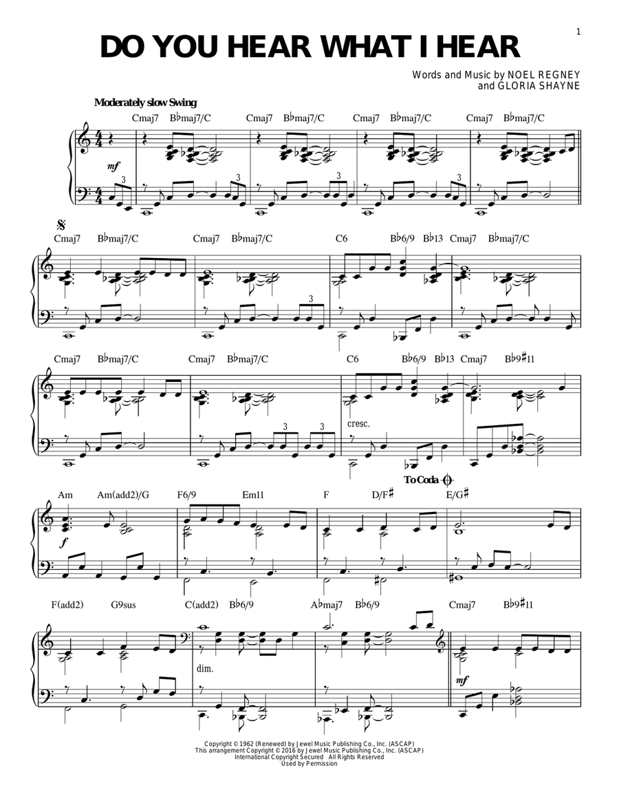 Do You Hear What I Hear [Jazz version] (arr. Brent Edstrom) Piano Solo scores gallery preview page 1