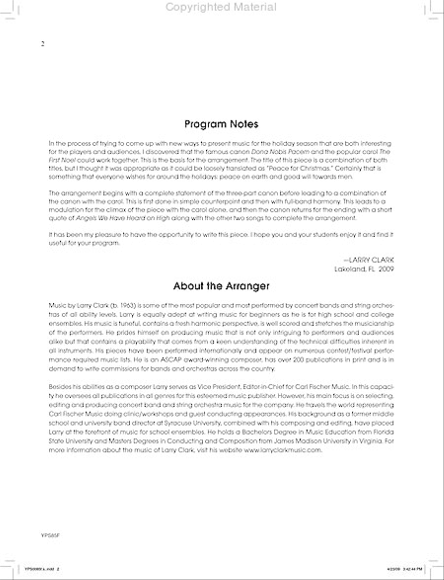Pacem Noel Concert Band scores gallery preview page 3