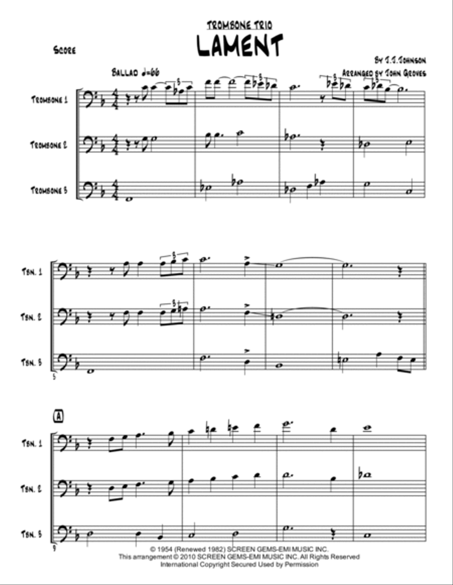 Lament Lament Trombone Trio scores gallery preview page 2