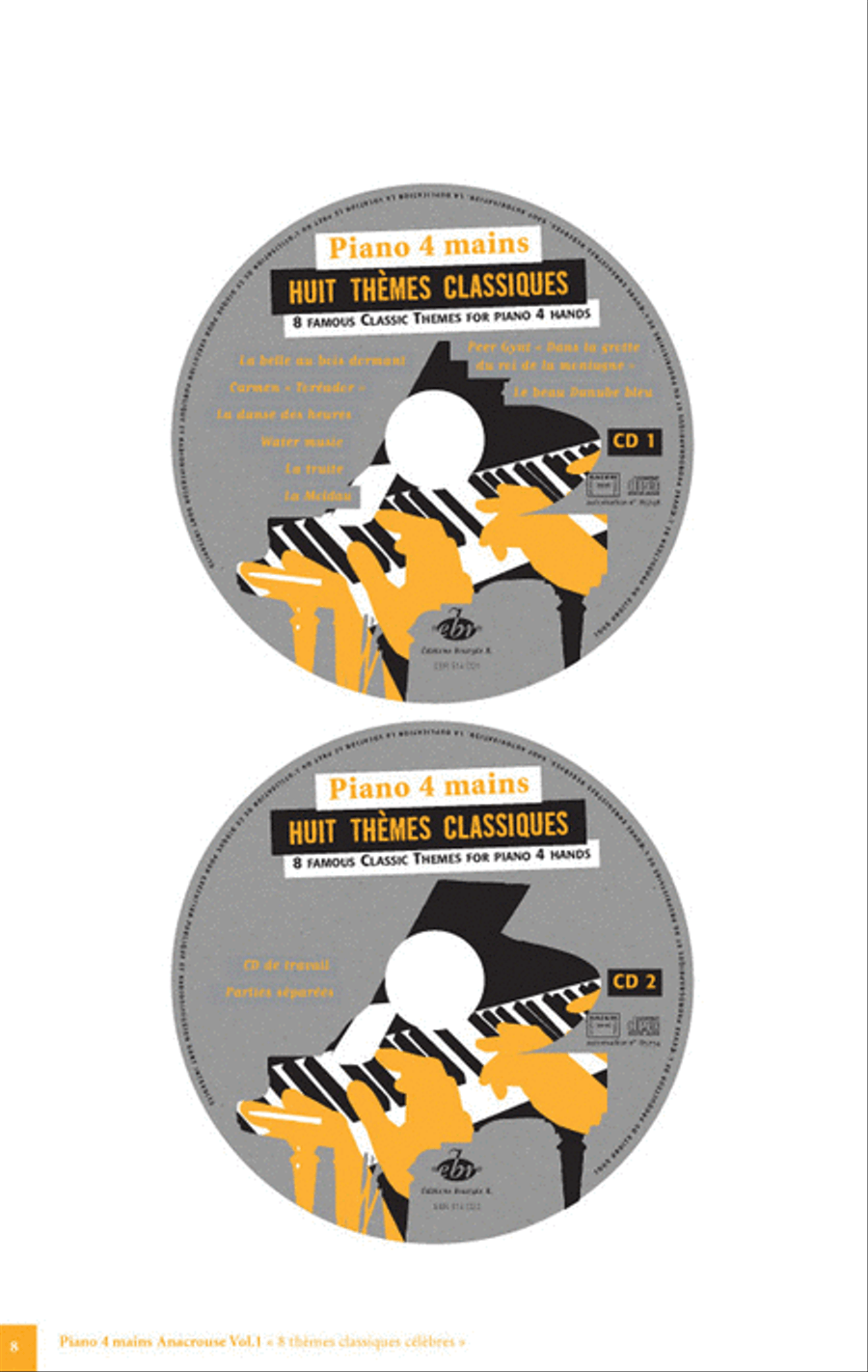 8 Thèmes classiques célèbres pour Piano 4 Mains / Anacrouse Vol.1+ 2 Cds Piano Duet scores gallery preview page 4