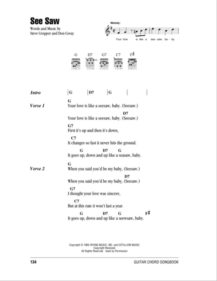 See Saw See Saw Easy Guitar scores gallery preview page 1