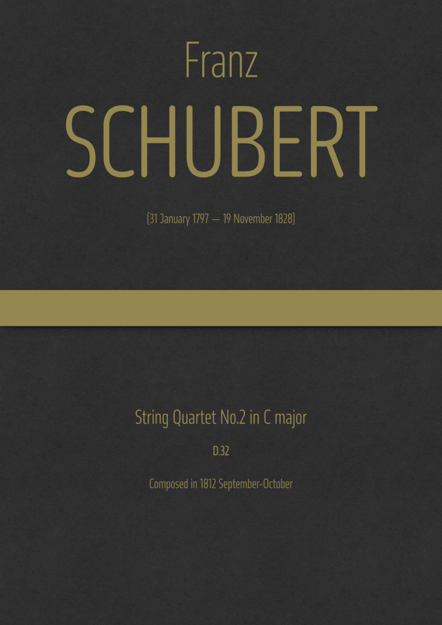 Schubert - String Quartet No.2 in C major, D.32 String Quartet scores gallery preview page 1