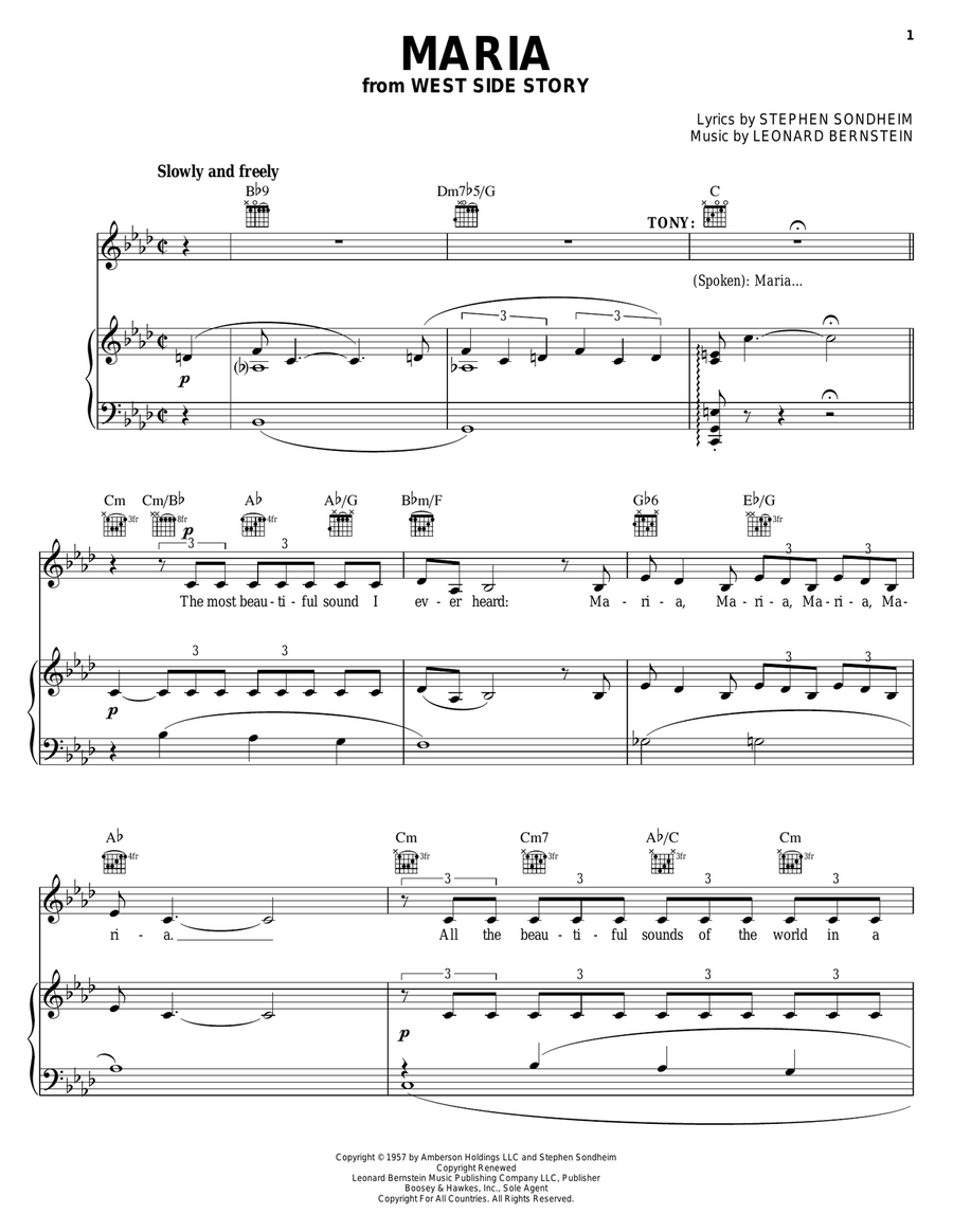 Maria (from West Side Story) Guitar scores gallery preview page 1