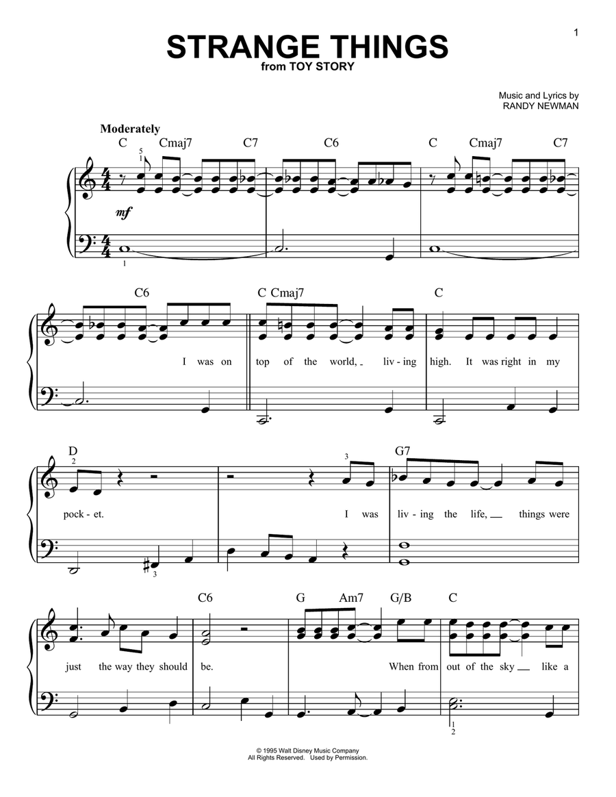 Strange Things (from Toy Story) Voice scores gallery preview page 1