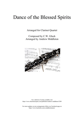 Book cover for Dance of the Blessed Spirits arranged for Clarinet Quartet