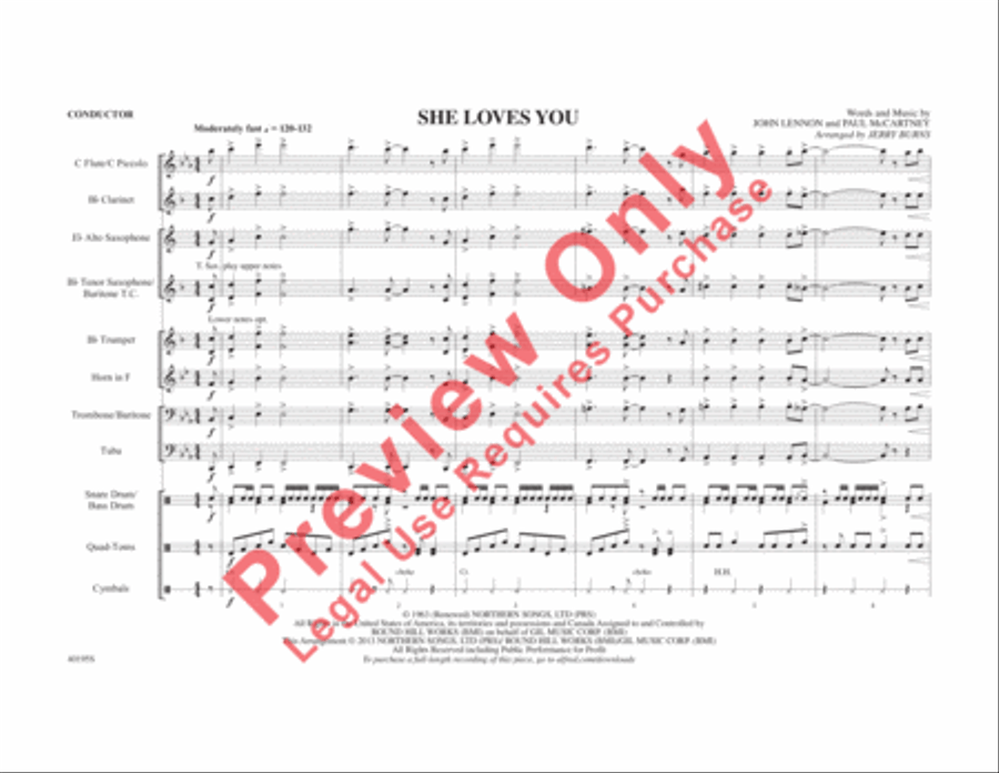 She Loves You Marching Band scores gallery preview page 8