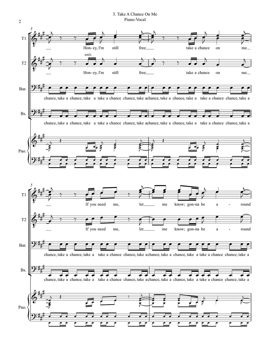 Take A Chance On Me TTBB scores gallery preview page 2