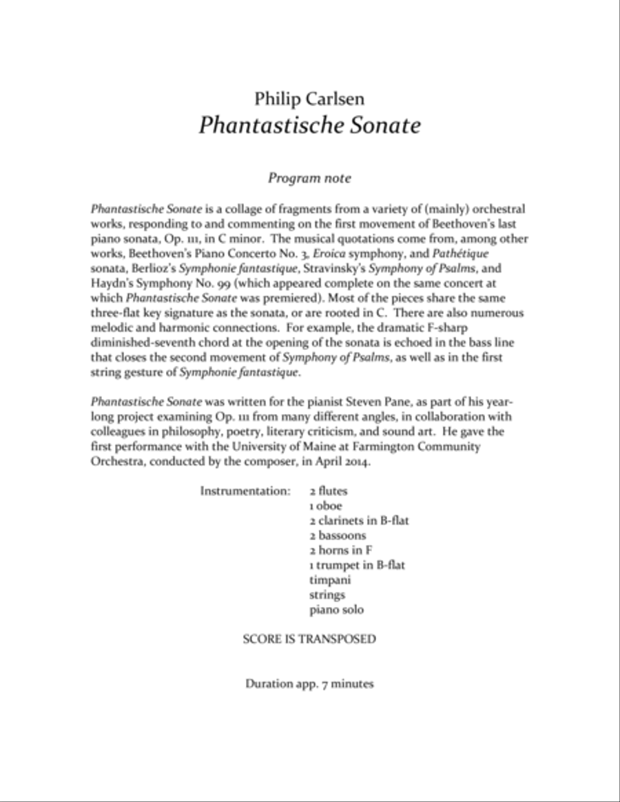 [Carlsen] Phantastische Sonate Chamber Orchestra scores gallery preview page 4