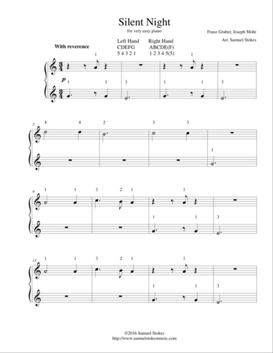 Silent Night - for very easy piano Easy Piano scores gallery preview page 1