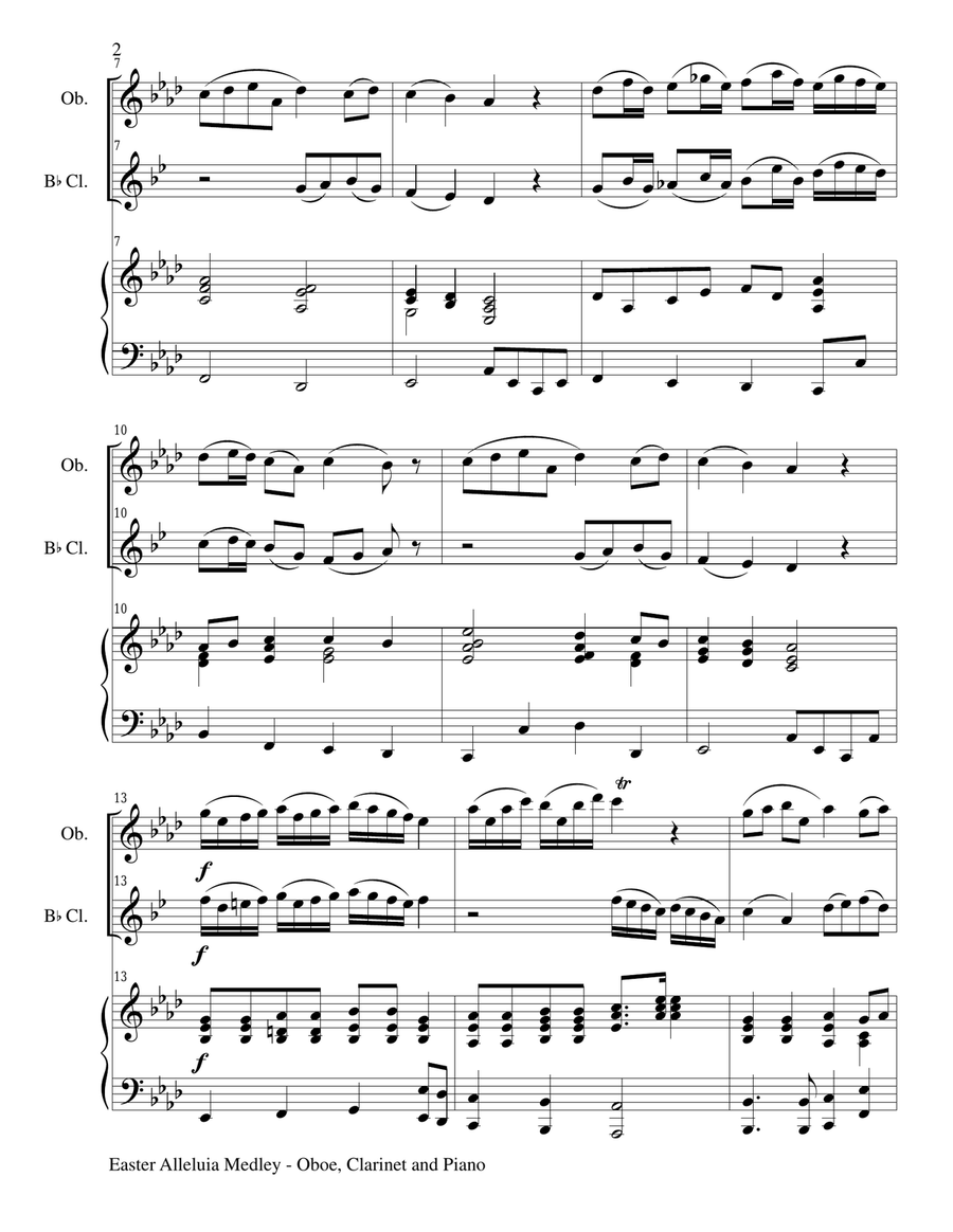 EASTER ALLELUIA MEDLEY (Trio – Oboe, Bb Clarinet/Piano) Score and Parts Small Ensemble scores gallery preview page 2