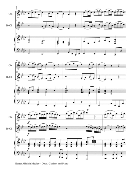 EASTER ALLELUIA MEDLEY (Trio – Oboe, Bb Clarinet/Piano) Score and Parts image number null