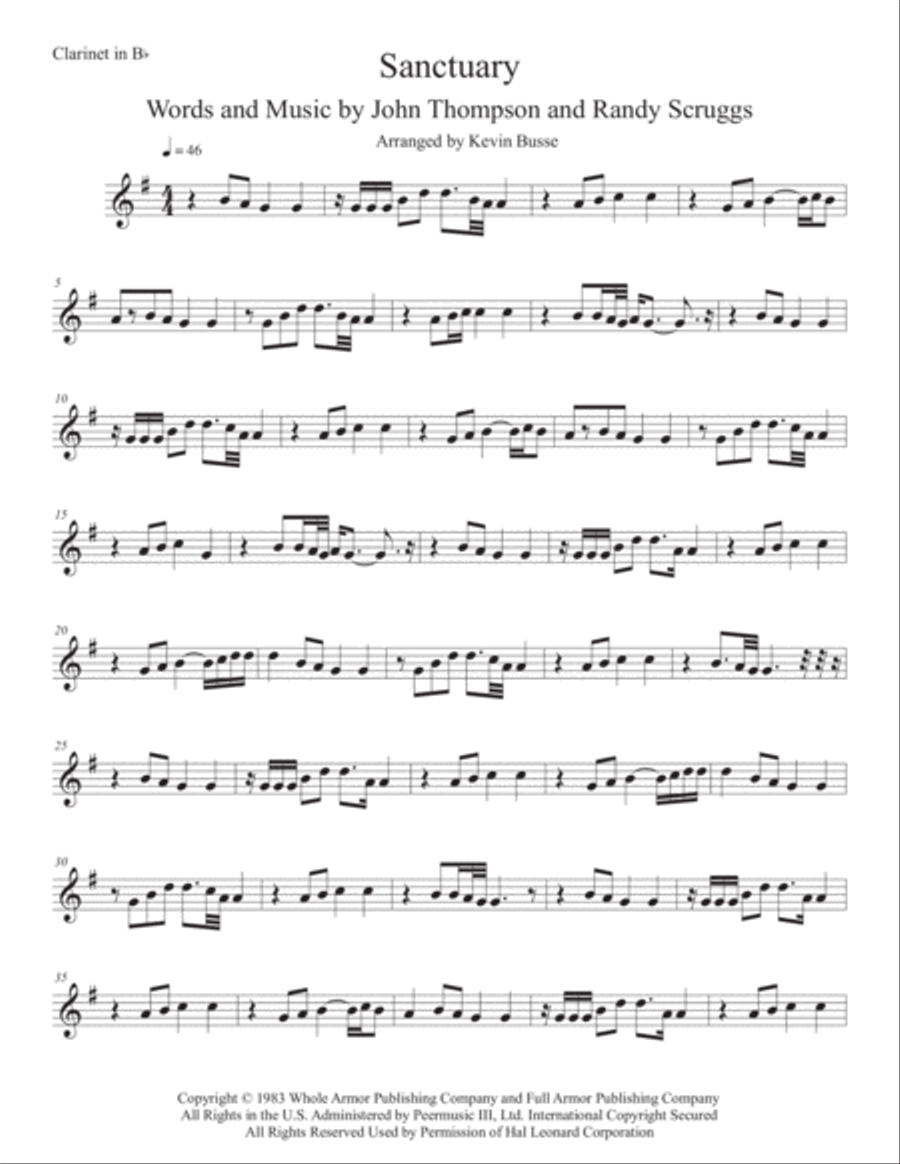 Sanctuary Clarinet Solo scores gallery preview page 1