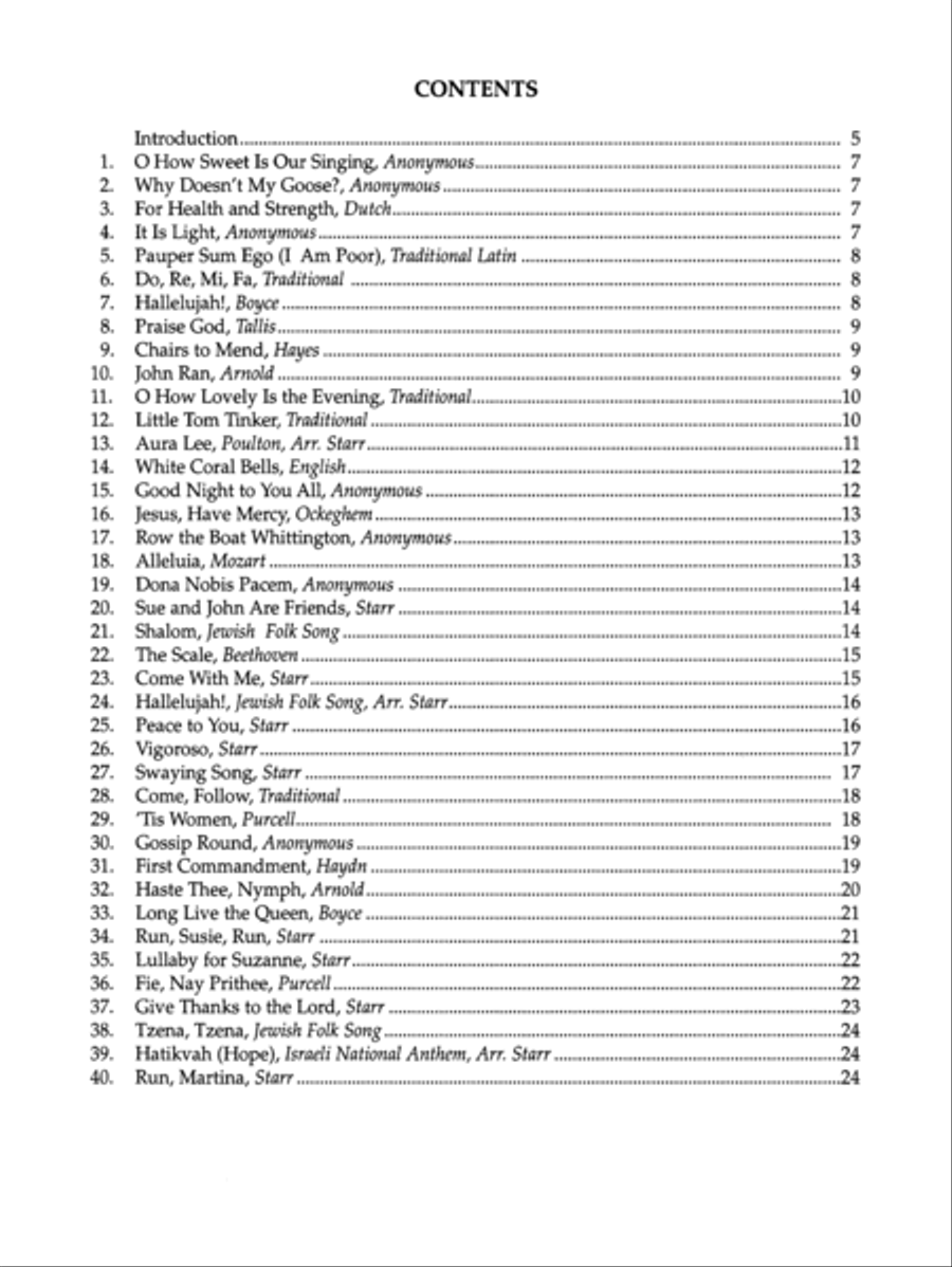 Rounds and Canons for Reading, Recreation and Performance